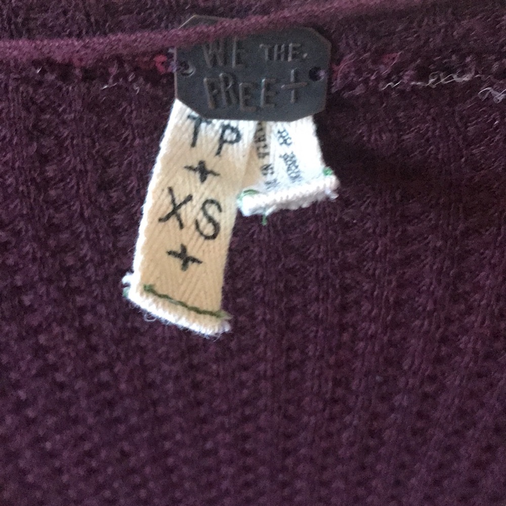 Free People | Laguna Maroon Thermal Top With Raw Hems and Thumbholes Size XS - Picture 2 of 13